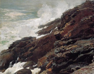  Main Pintura al %C3%B3leo - Acuarela de High Cliff Coast de Maine Winslow Homer